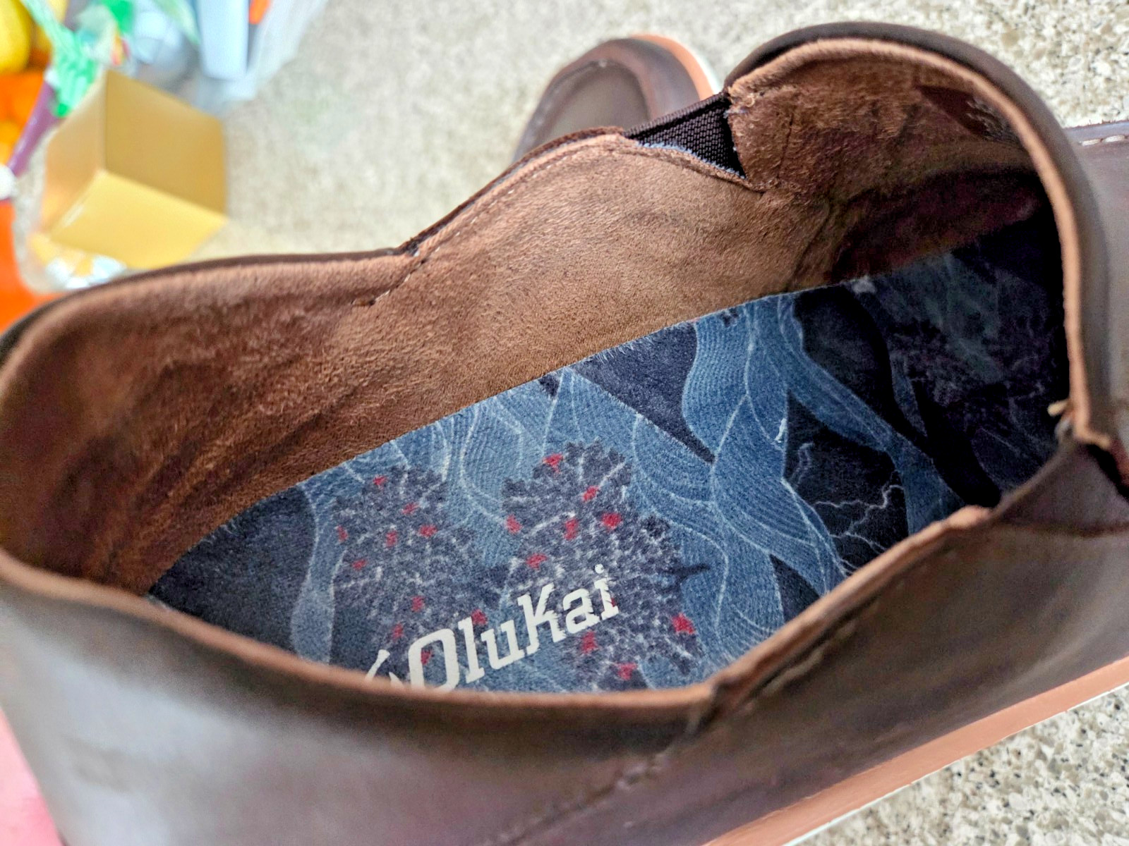 OluKai Kalia Slip On Mens 11 Dark Wood Shoes 10453-6363 Boat Nubuck Leather