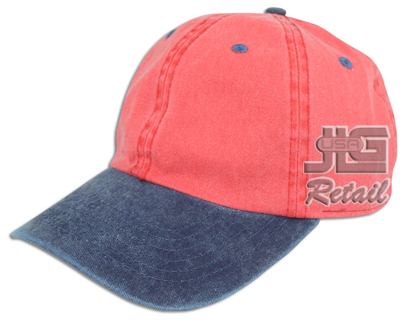 Dad Hat Pigment Dyed Two Tone Plain Cotton Curved adjustable Baseball Cap 1200