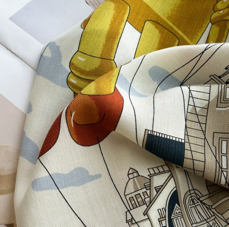 70% Cashmere 30% Silk Wrap Scarf Horse Print Double Face Print Shawl 135X135cm