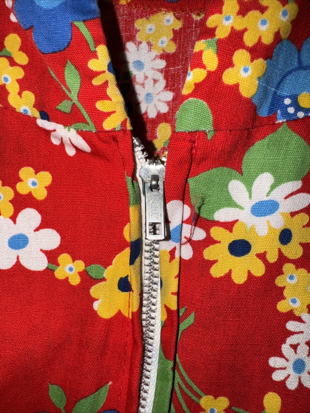 14 Day Dress, Red Floral Zip Up, Pockets, 1950 Shaker Square By Bill Sims
