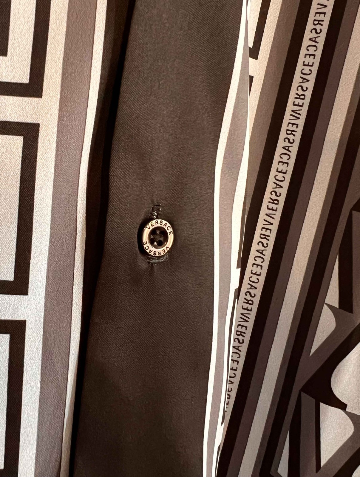 VERSACE Men’s V-Greca Shirt Medusa Button Down Thin Satin Shirt (No Custom Tax)