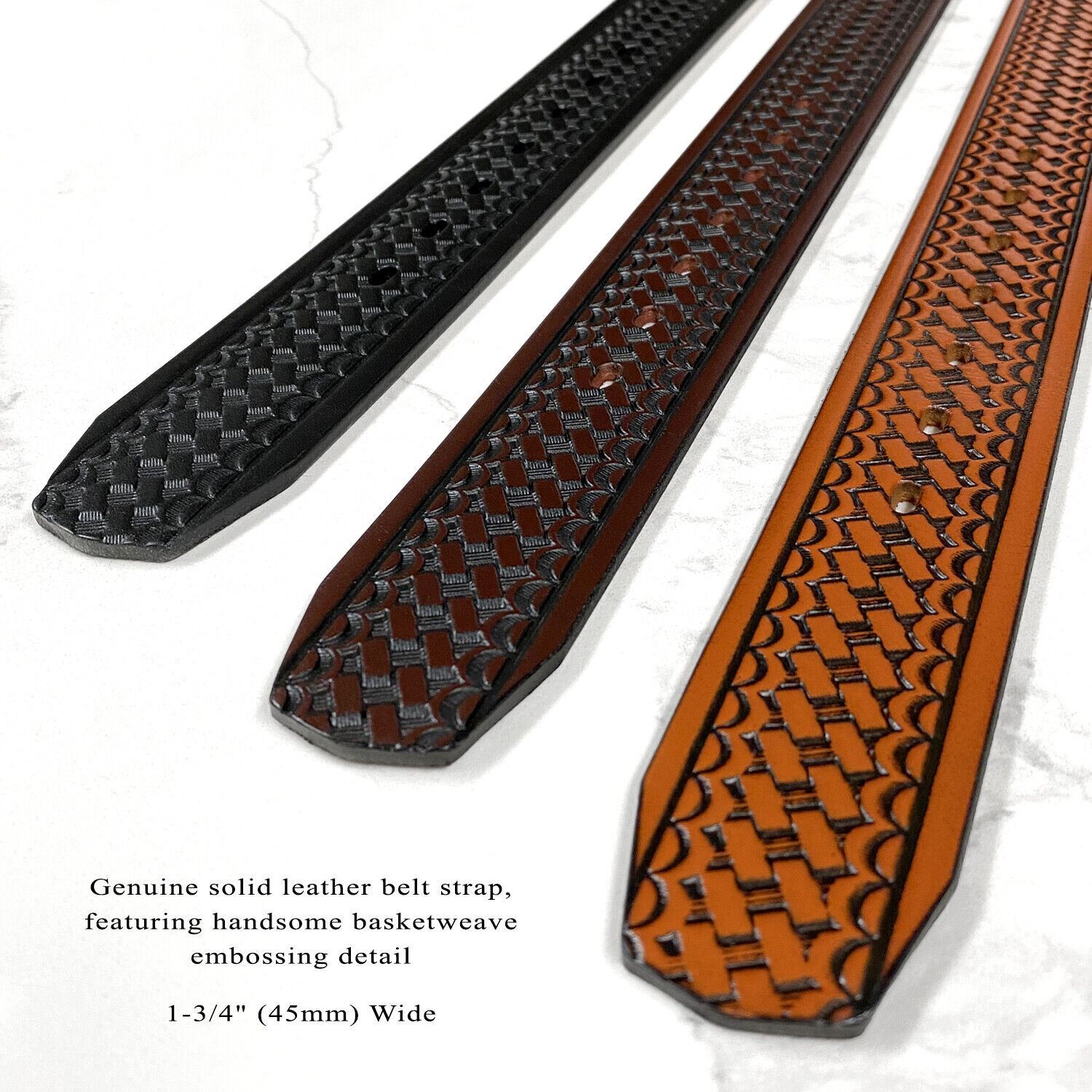 Men’s Basketweave Genuine One Piece Leather Utility Uniform Work Belt 1.75 Inch