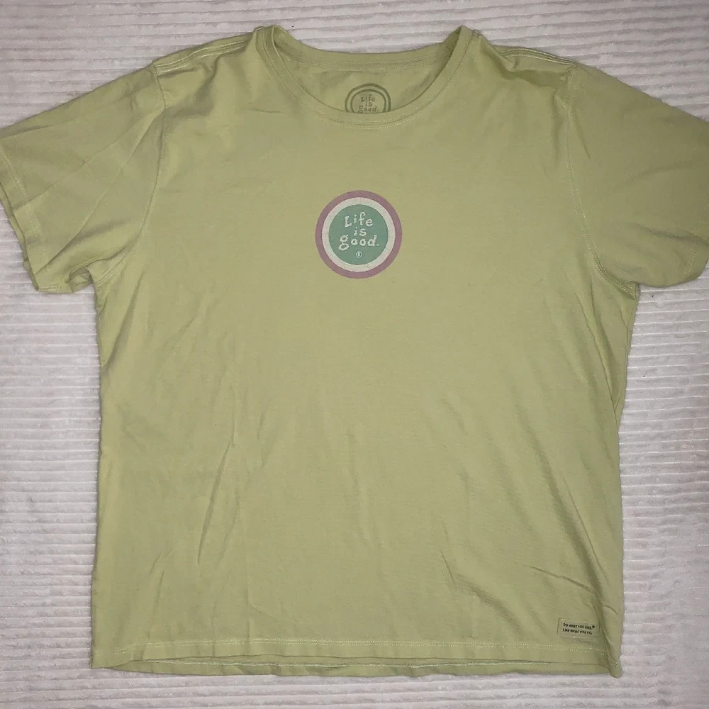 Life is Good Relaxed Fit Green T-Shirt XL circle logo