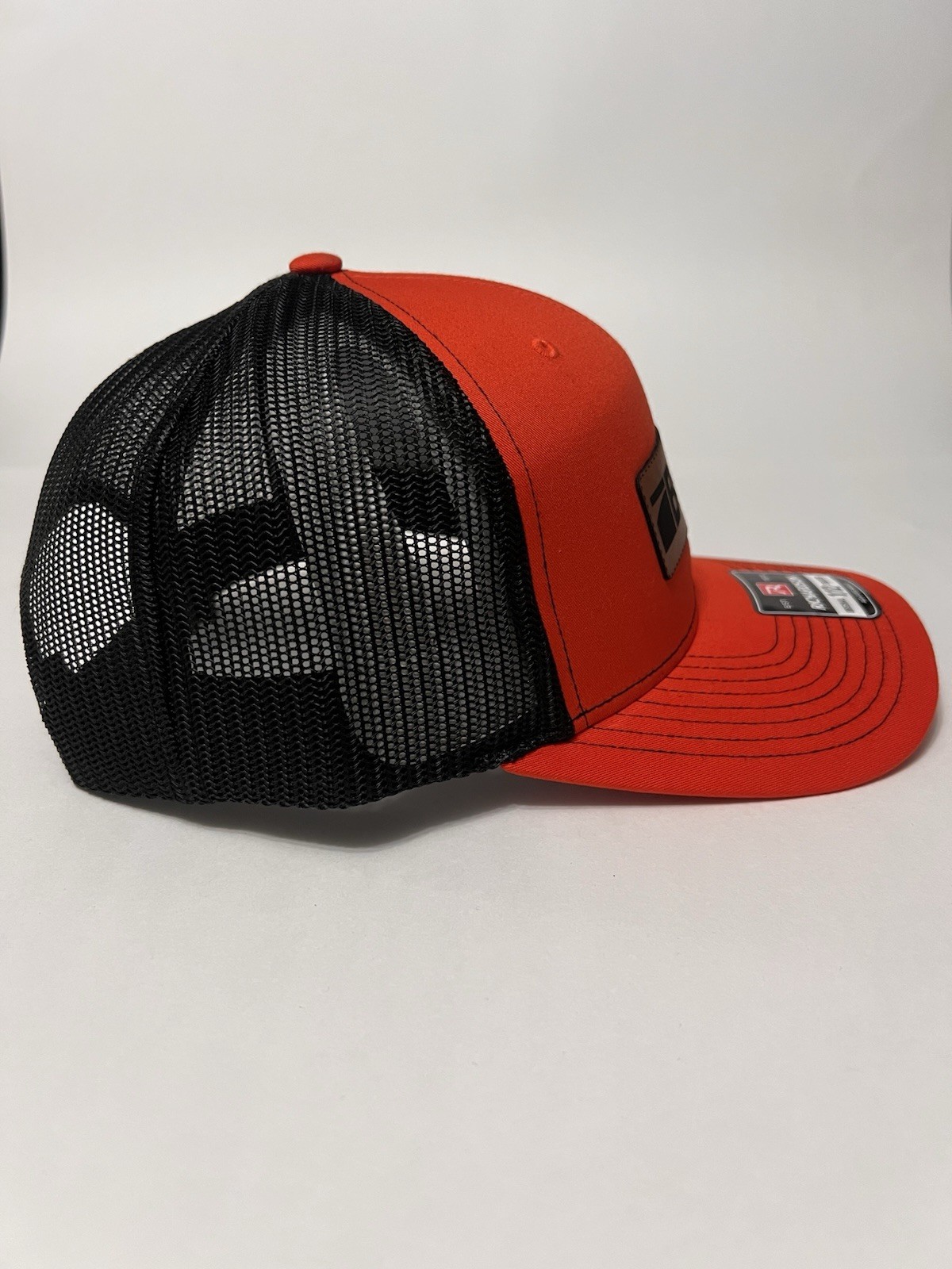 Benelli Leather Patch Richardson 112 Hat Orange/Black Mesh Back Trucker Cap NWT