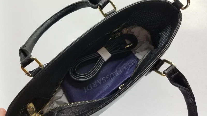 New Original Tru Trussardi Women Black Leather Tote Bag 76BTS01 – Free Shipping