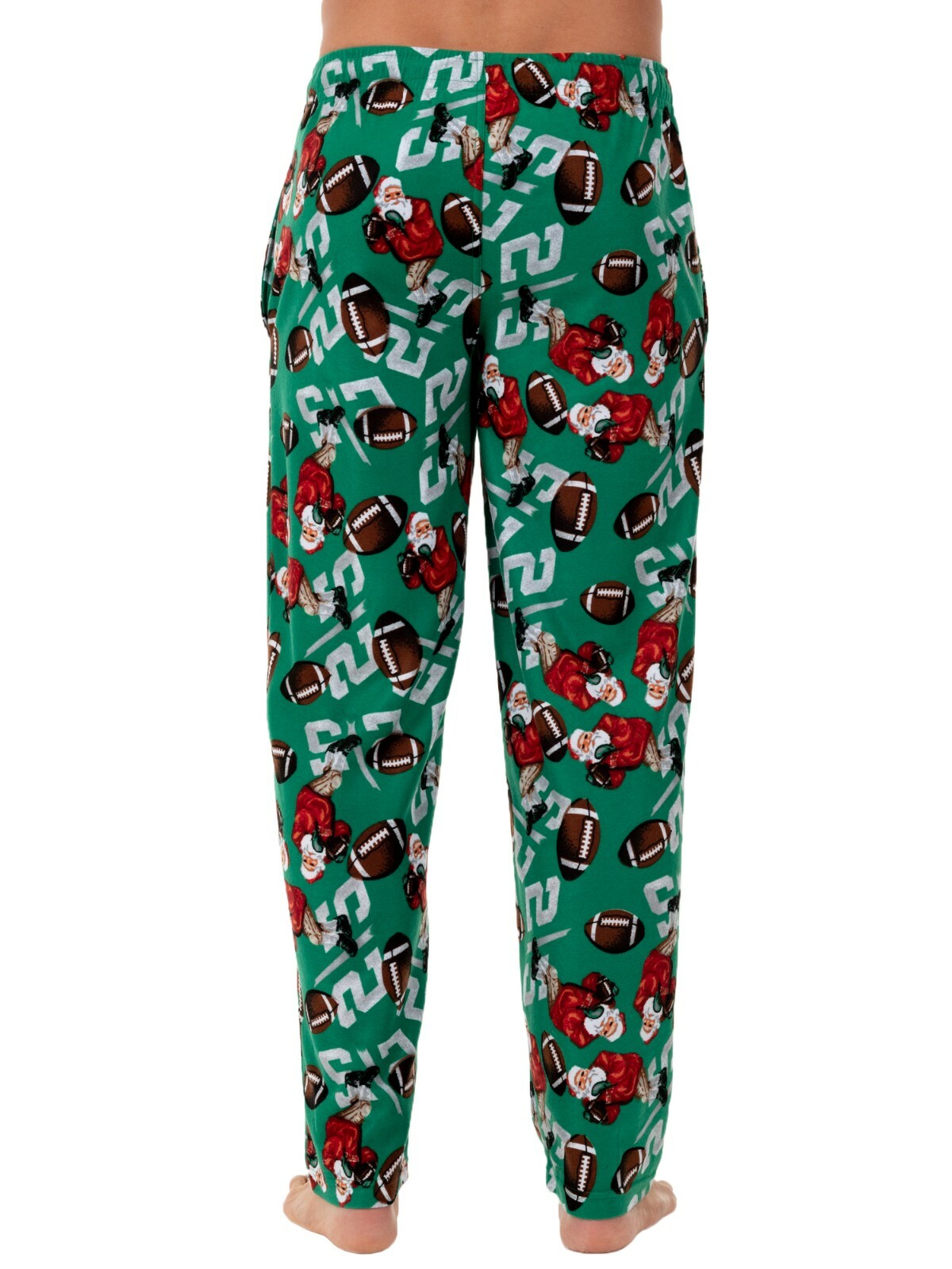Fruit of the Loom Santa Playing Football Christmas Fleece Sleep Pants Mens S-5XL