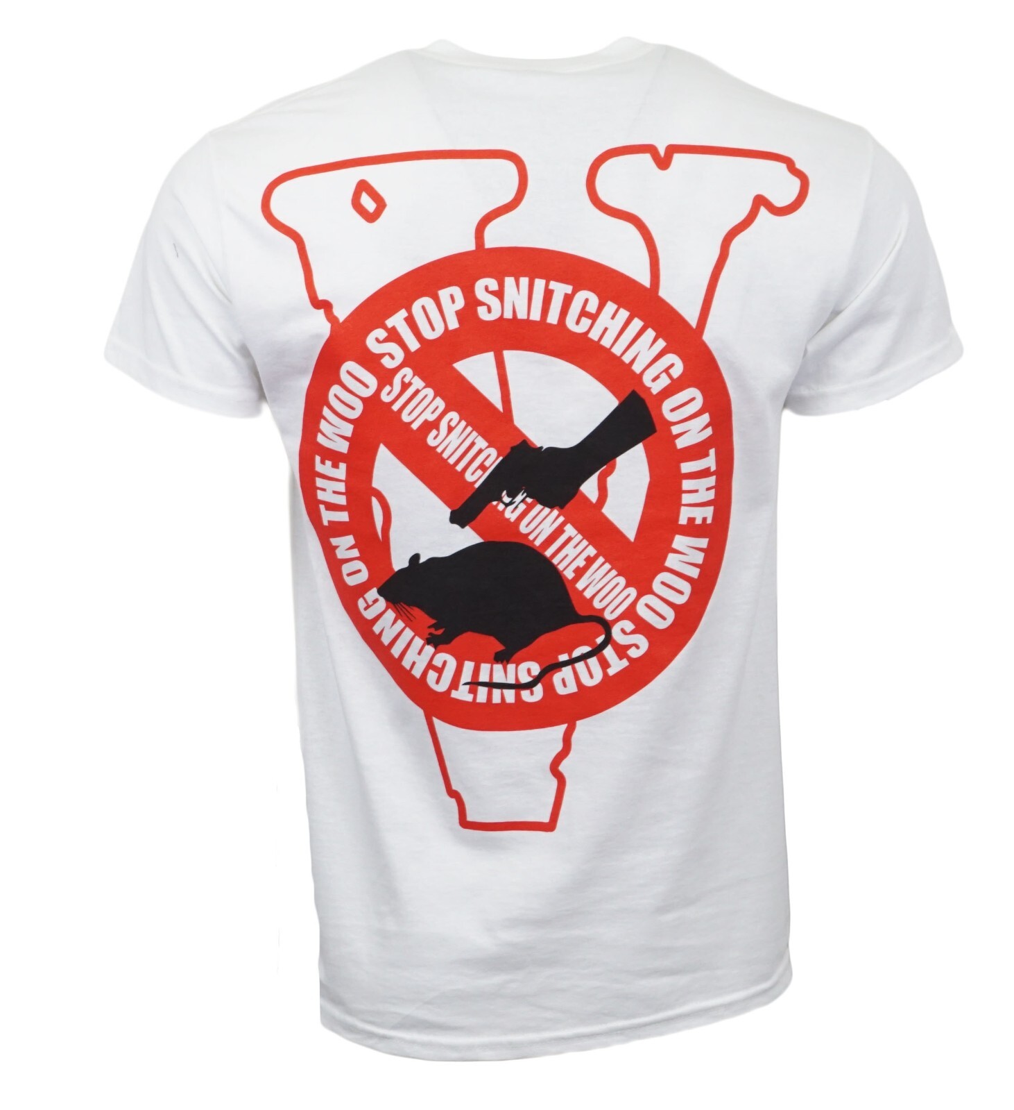 POP SMOKE X VLONE STOP SNITCHING ON THE WOO T SHIRT WITH RED T SHIRT NEW
