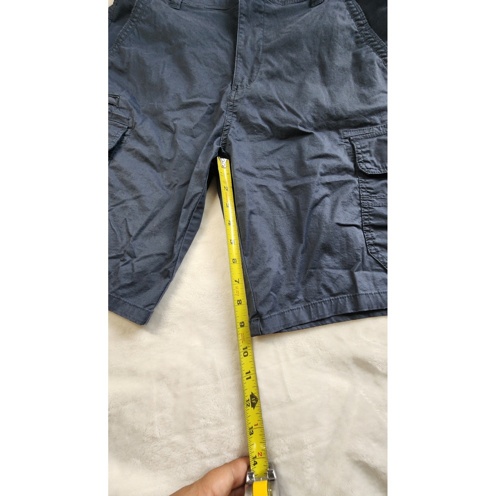Iron Co Cargo Shorts 34 Blue Utility Military Cotton Stretch Y2K Pocket Shorts