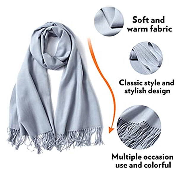 Women Pashmina Wool Feel Silky Classic Solid Wedding Shawl Scarf Stole Wrap