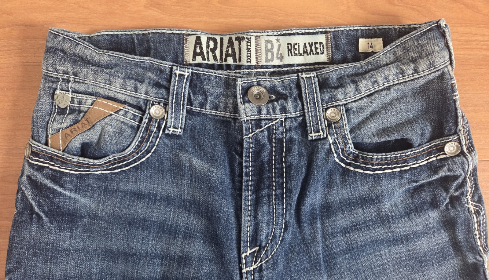 Ariat, Boys Size 14, B4 Relaxed Coltrane Boot Cut Jean in Durango, EUC