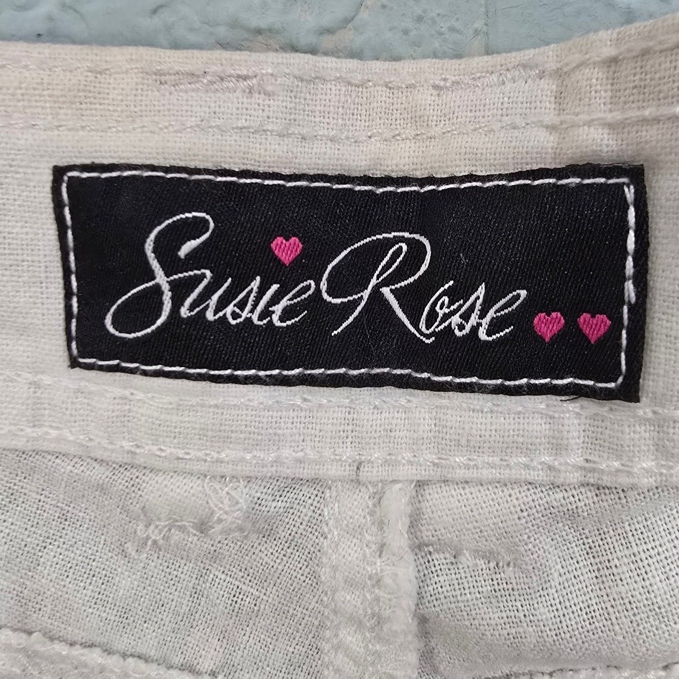 Susie Rose Linen Blend Pants Juniors 13 Cream Straight Leg Casual Summer Coastal