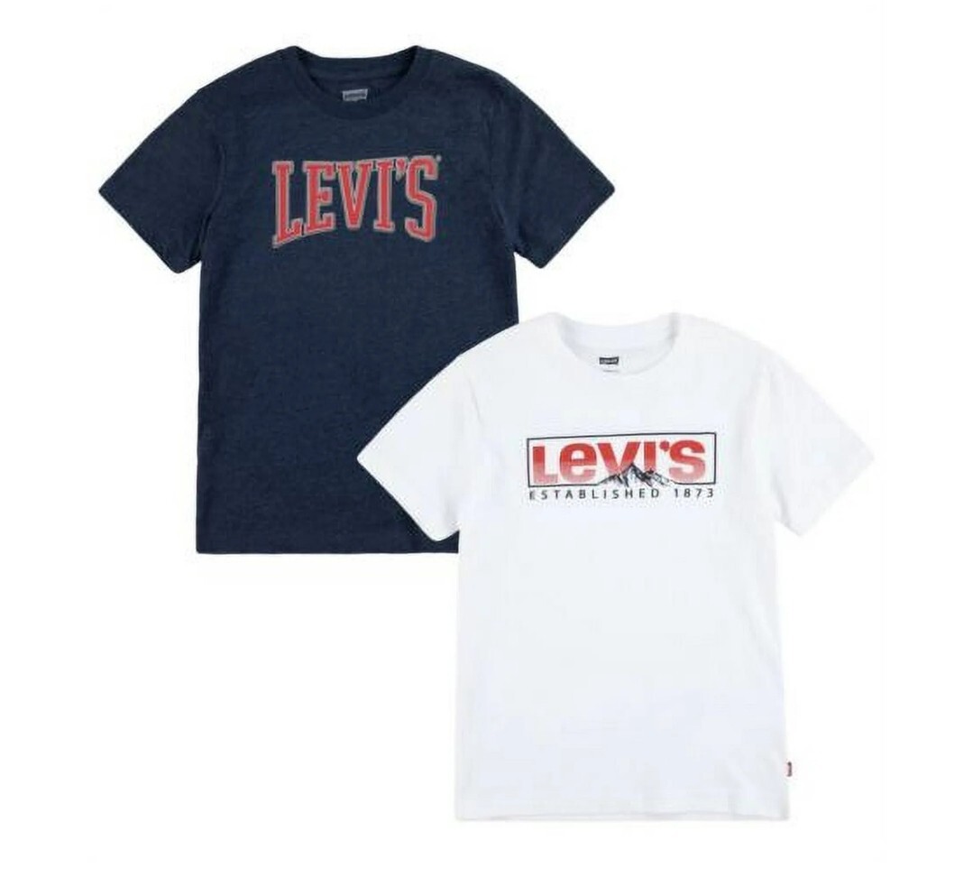 NWT Levi’s Boy’s 2-Pack Short Sleeve Graphic Logo Print Crewneck Tee Size 7/8