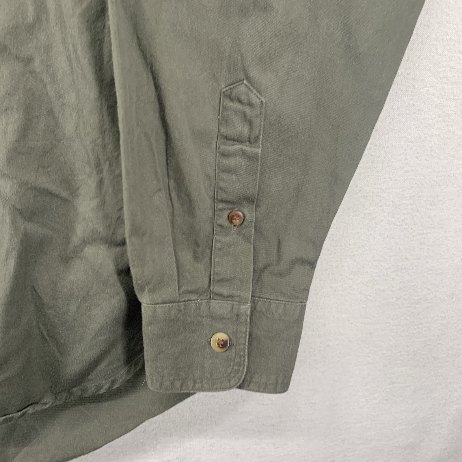Vtg Y2K Bugle Boy Long Sleeve Shirt Mens M Solid Earth Tone Olive Green 90s