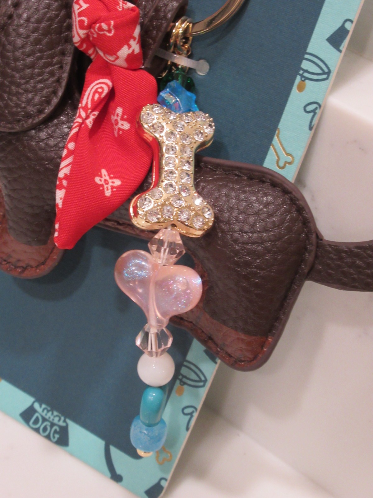 Piper K Dachshund Dog Tennis Ball Bandana Bling Bone Bag Charm Keychain
