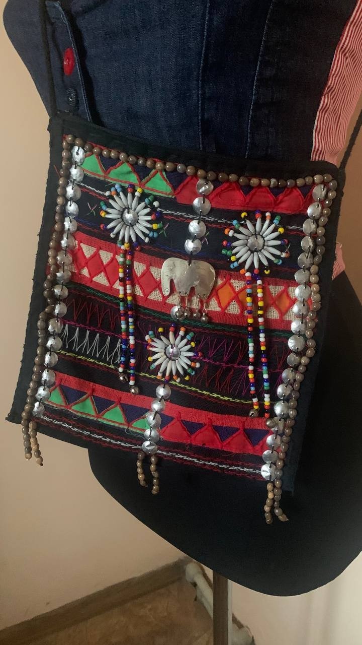 Vintage Ethnic Boho Beaded Crossbody Bag Elephant Festival Embroidered Purse