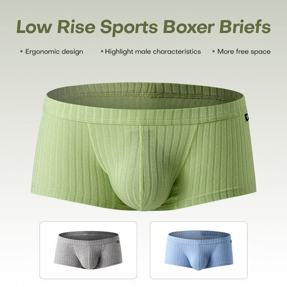 Men’s Sexy Underwear Low waist Briefs U Pouch Boxers Striped Shorts Underpants