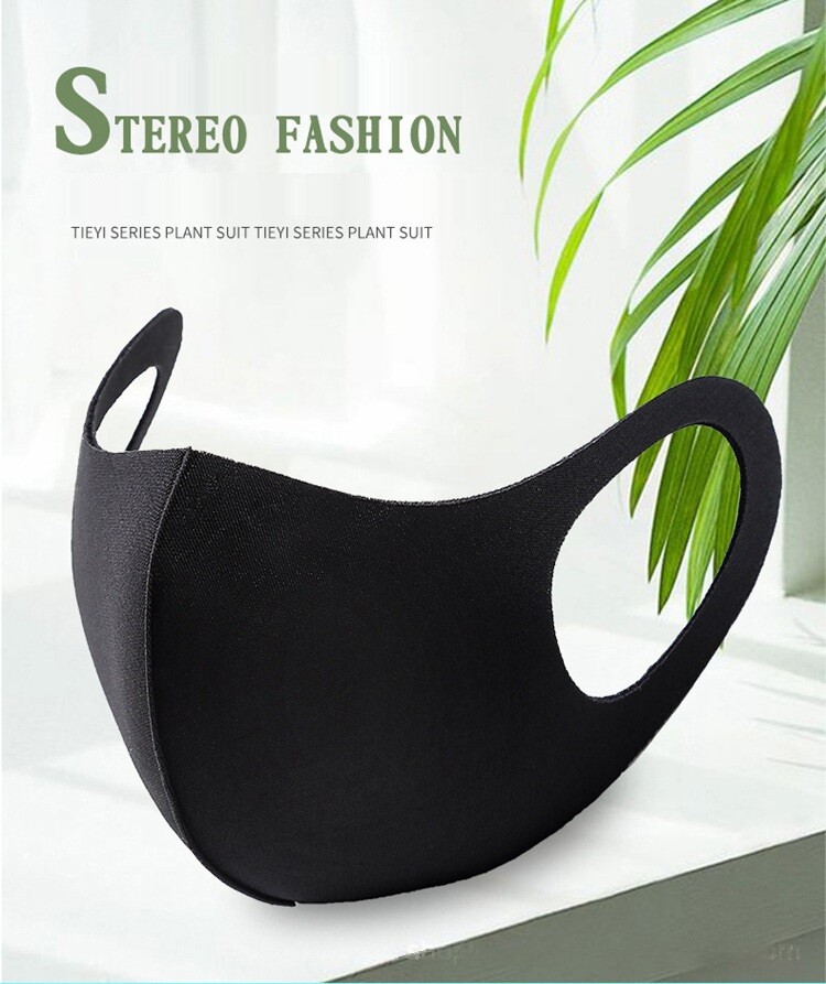 5 pcs Slim Fashion Washable Cotton Cloth Masks Half Face Mouth Cover Adult Black