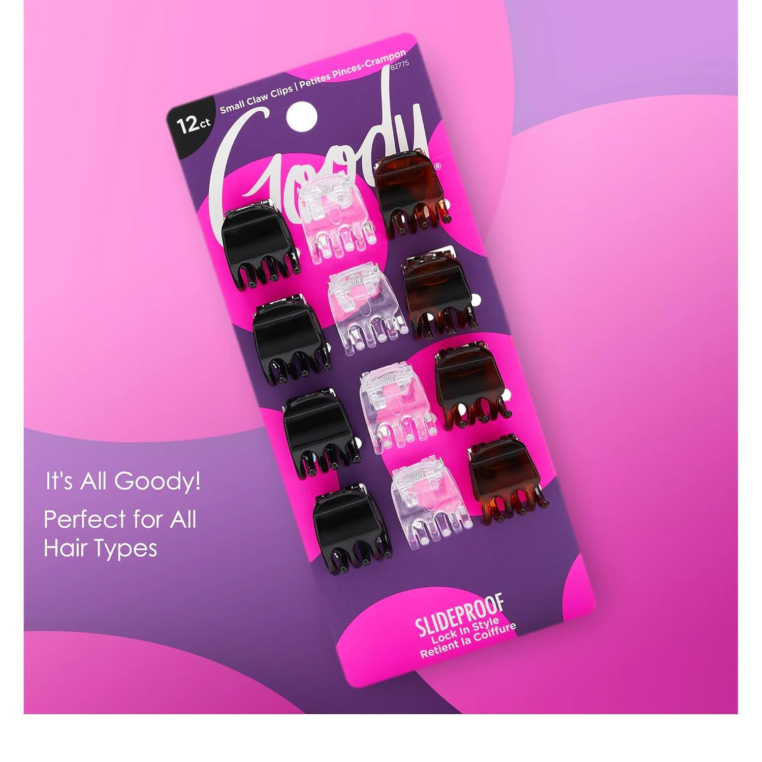 Small Basic Half-Claw Hair Clips, 12-Count – 3-Prong Claw Clips for All Hair Typ
