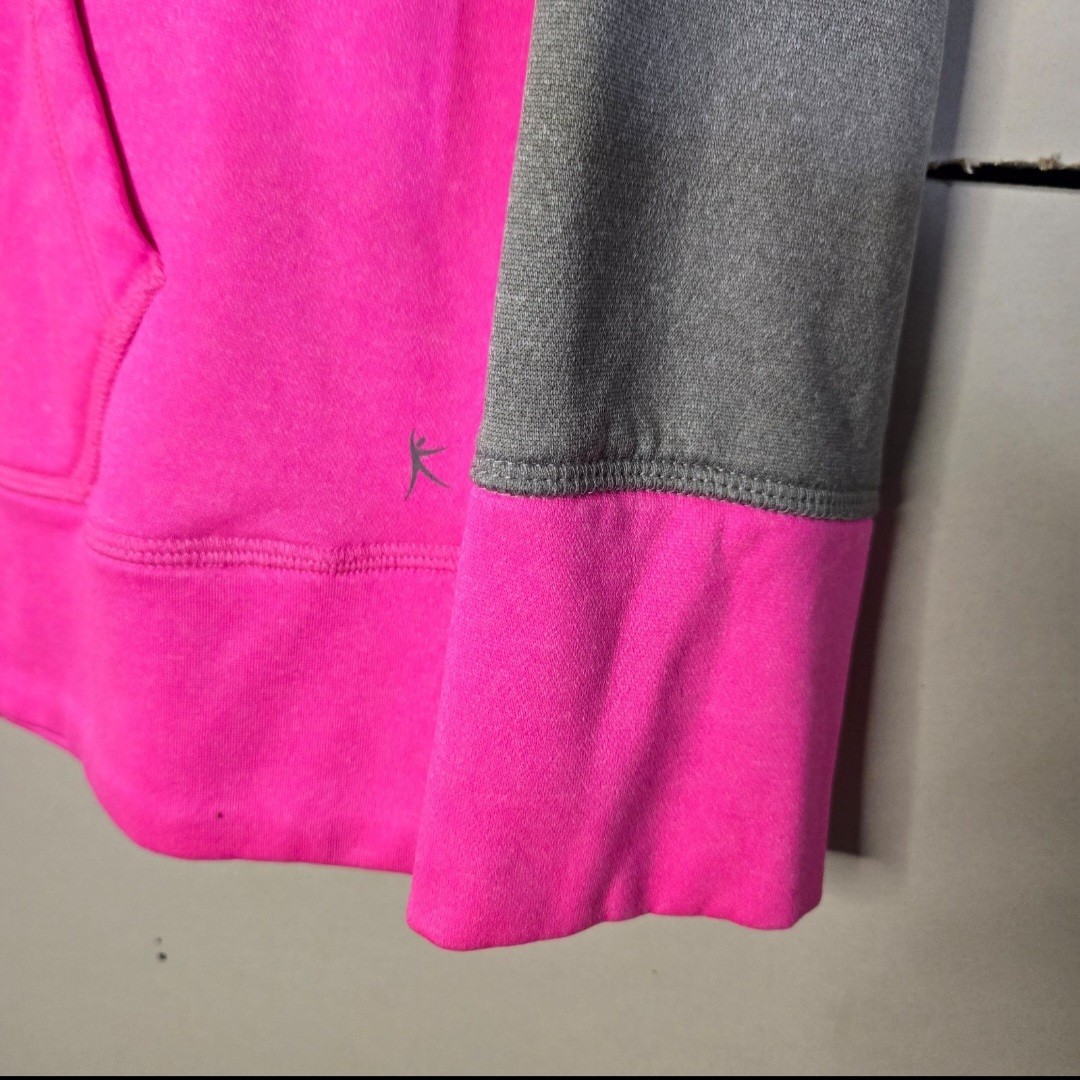 Danskin Now Women’s L/G 12-14 Pink/Gray Colorblock Pullover Hoodie Fleece Pocket