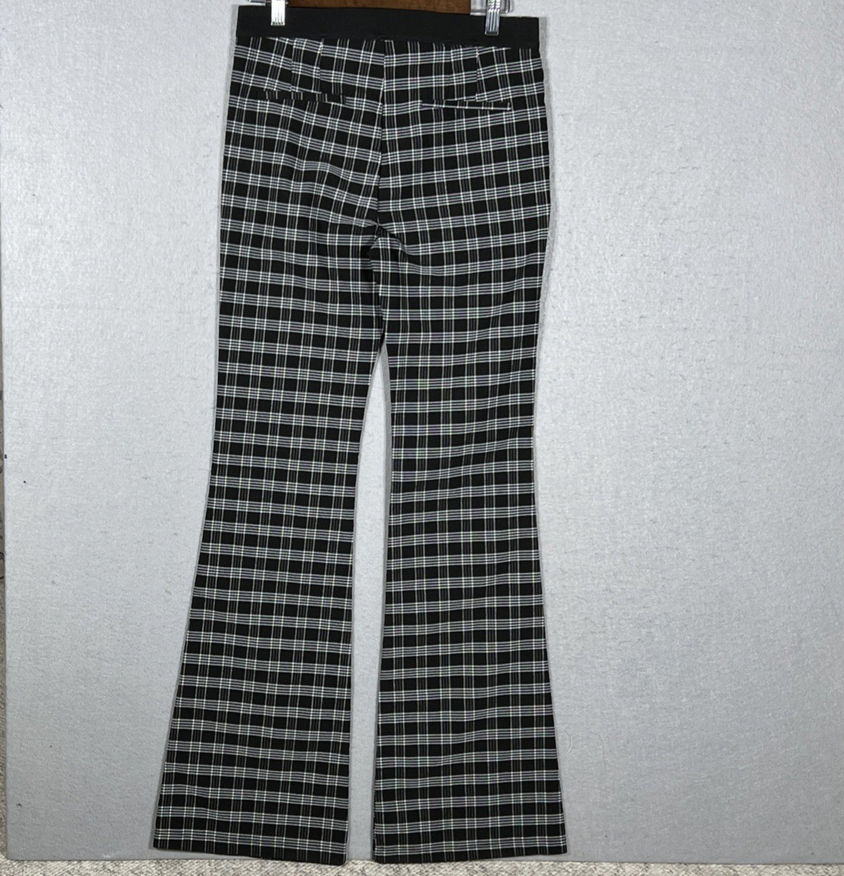 Sugar Rain Plaid Flare Pants Black White Checkered Pattern size L (W30 x L33.5)