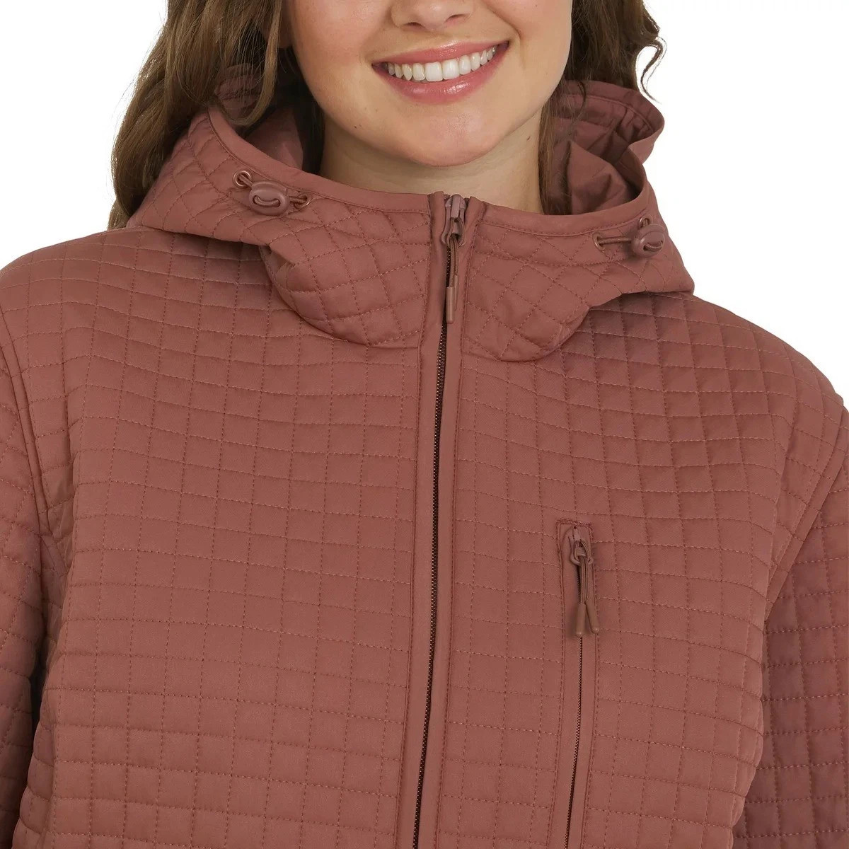 Lands’ End Women’s Inside Pocket Adjustable Hood Quilted Jacket, Red, Size L