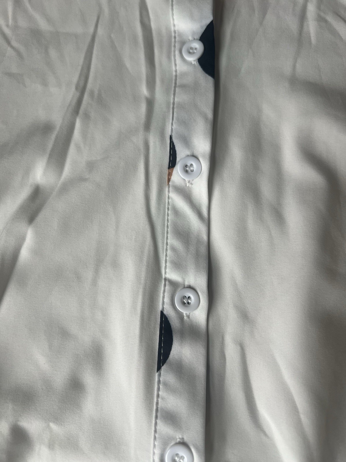 NWOT White Cold Shoulder Blouse Geometric Placket Button Down Shirt Women Size S