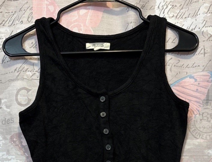 MADEWELL Women’s M Bodysuit Black Button Sleeveless Minimalist Capsule