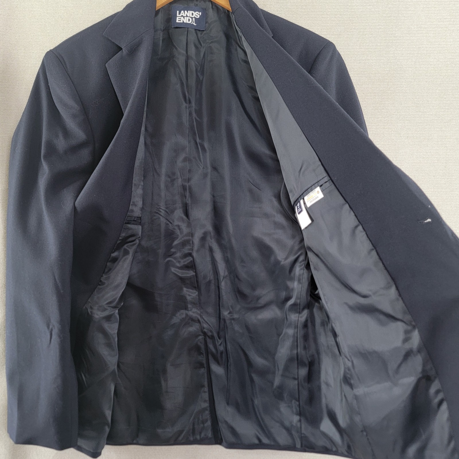 Lands End Mens Blazer Wool Navy Blue Gold Button Jacket Sport Coat Size 42R