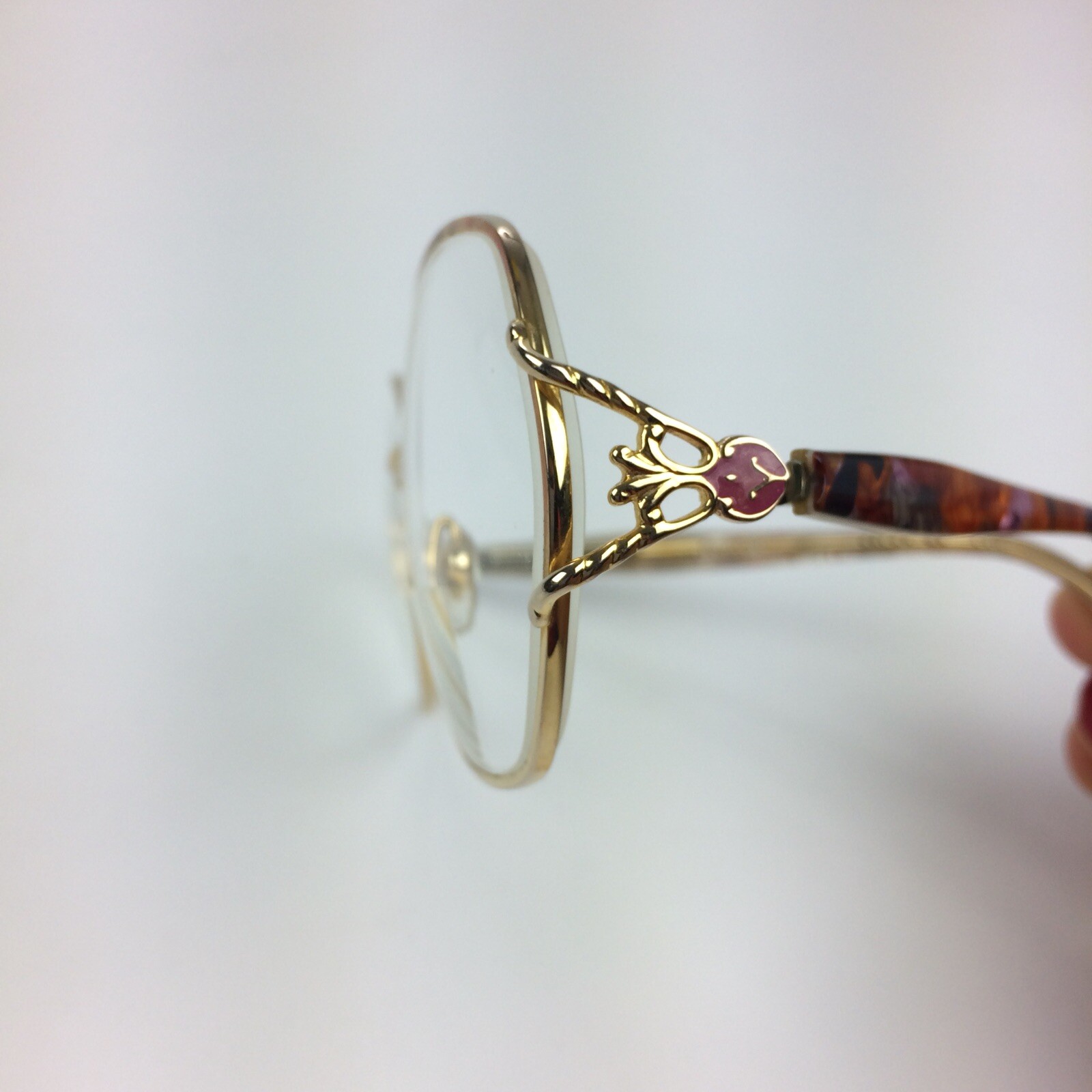 Vtg Silver Dollar Eyeglasses Plastic & Metal Jessica Gold RX Frames 51/12/121mm