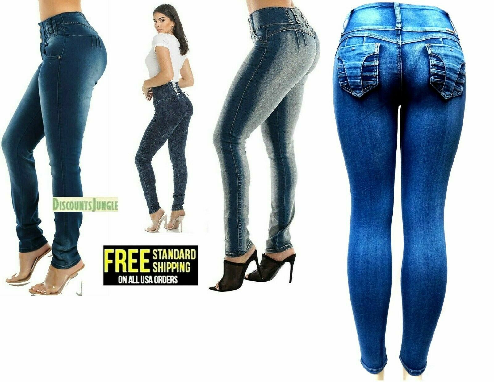 Colombian Design High Waist Butt Lift Levanta Cola Skinny Jeans