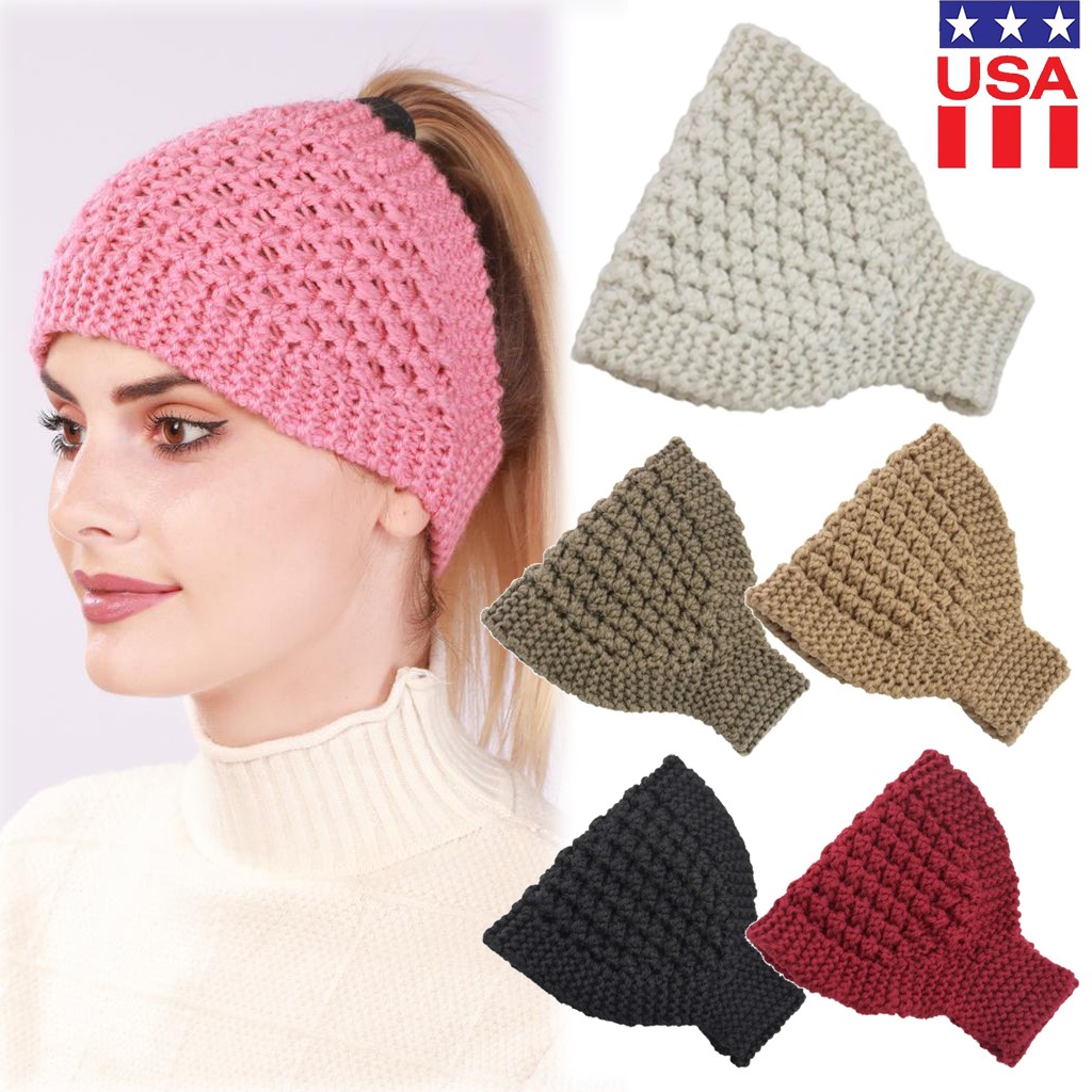 Handmade Crochet Headwrap Knit Headband Women Warmer Ear Wool Wide Turban Hairba
