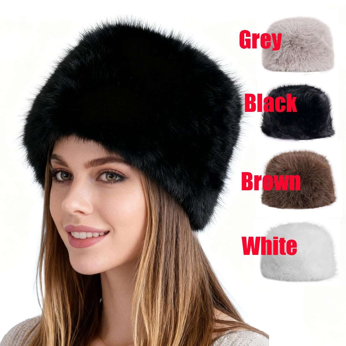 Women Winter Fluffy Faux Fur Headband Hat/Scarf Ear Warm Thick Snow Ski Cap
