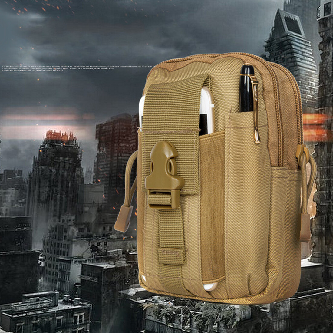 Tactical Molle Pouch Bag Waist Pack for Hiking Camping Cell Phone Holster Holder