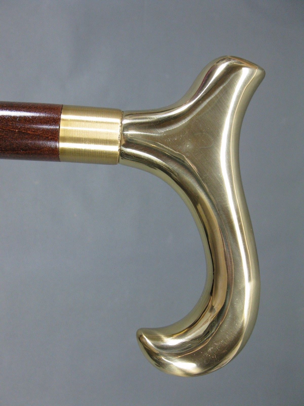 Vintage Brass Designer Handle Victorian Wooden Walking Stick Cane Antique Gift