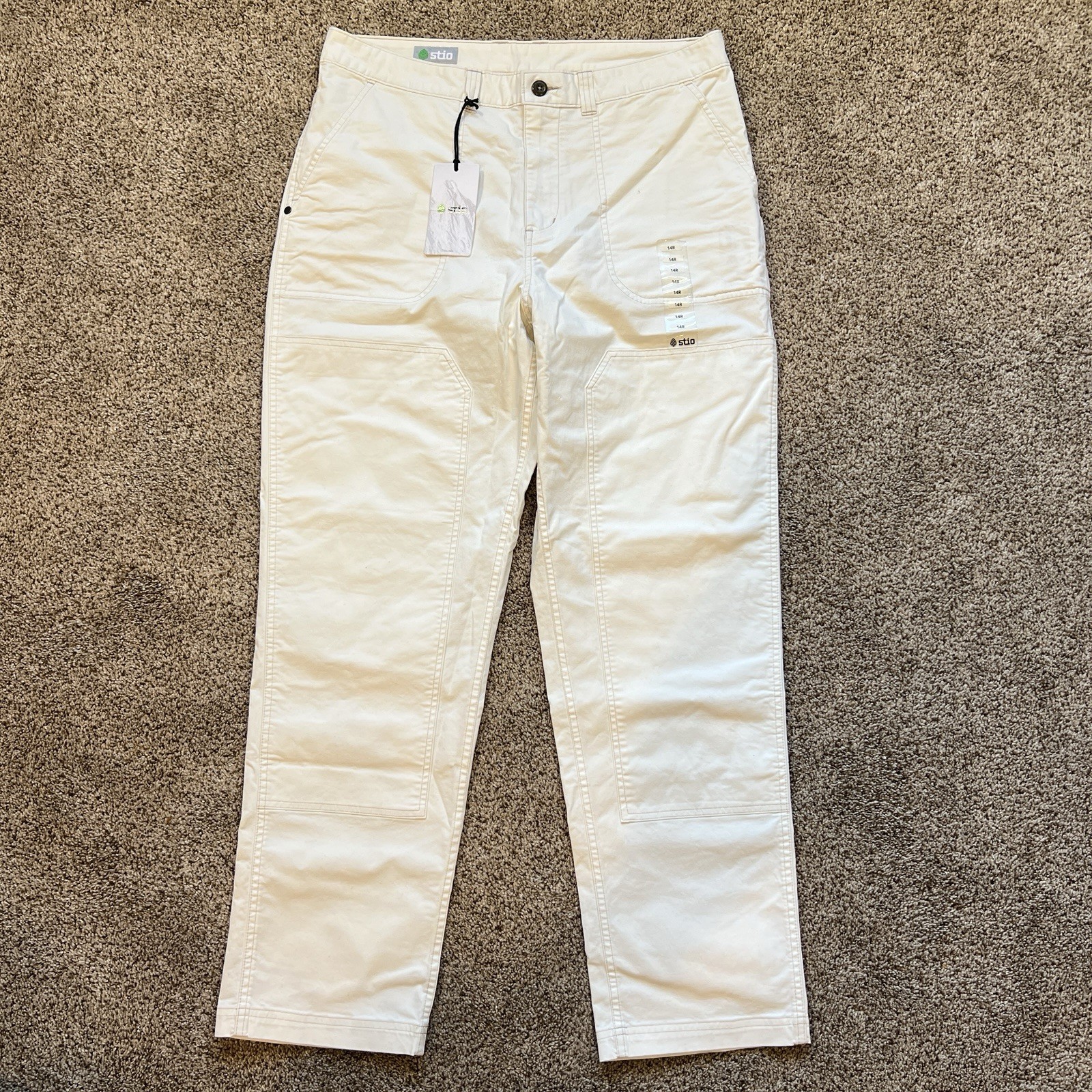 NWT Woman’s 14 Stio Rivet Twill Carpenter Pants Light Ivory Double Knee