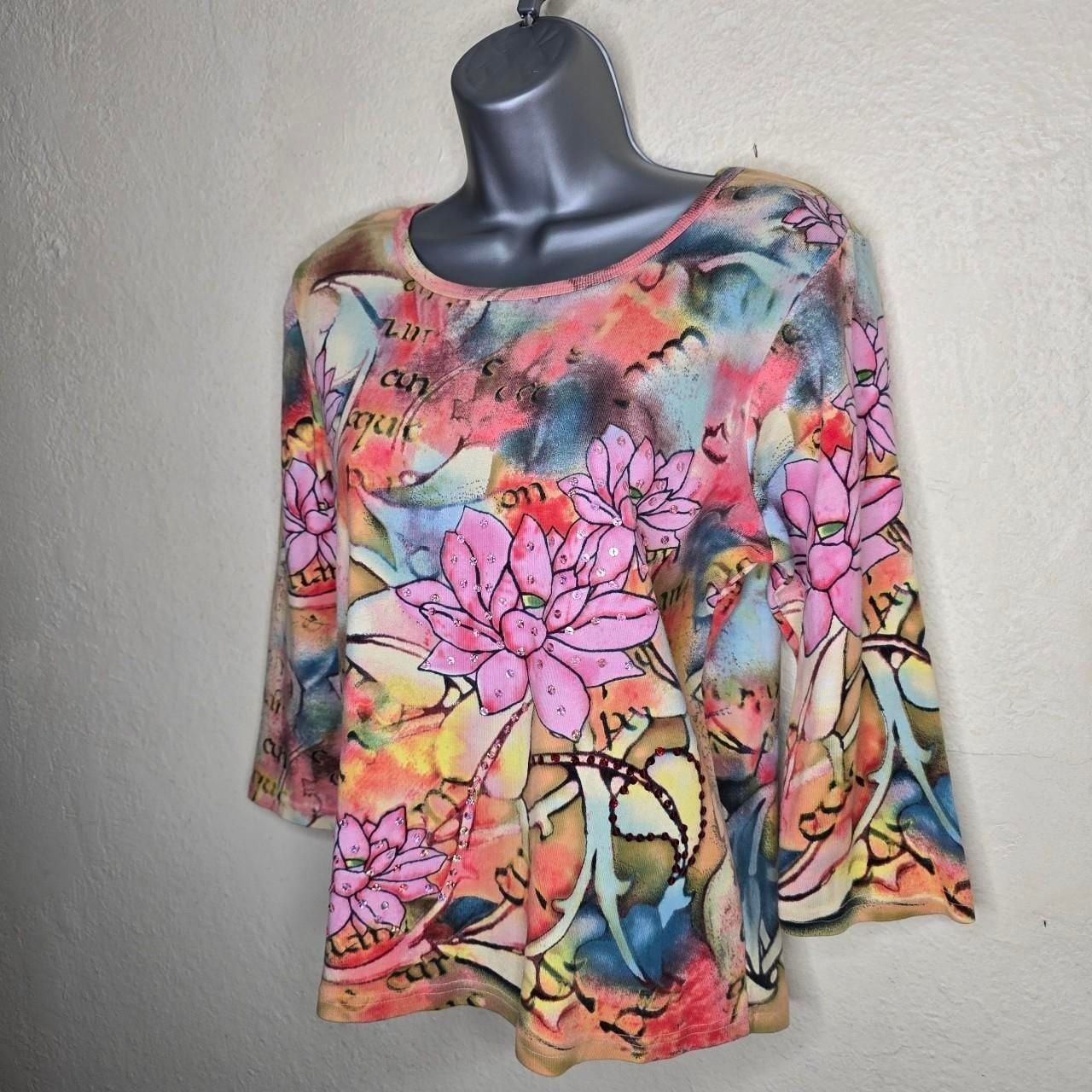 Take Two Clothing Co. Lotus Floral Sequin Graphic Top