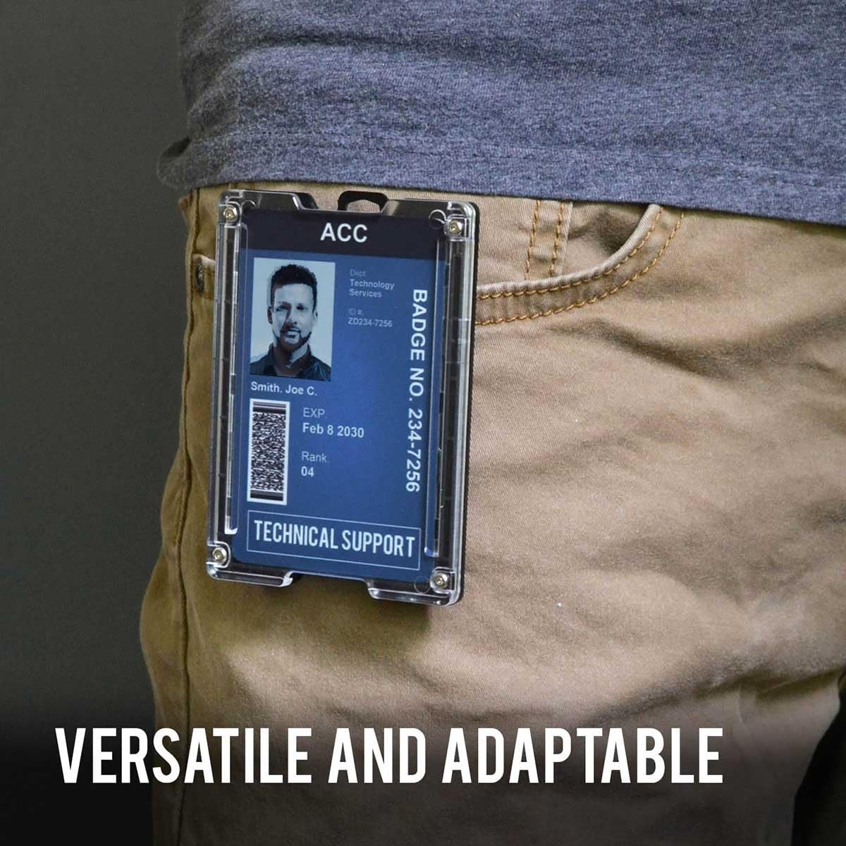 Durable Polycarbonate Badge Holder Wallet with Metal Clip – 4 Card Slots, Black