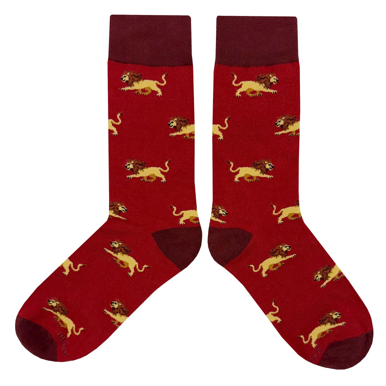 NWT Lion Dress Socks Novelty Men 8-12 Red Crazy Fun Sockfly