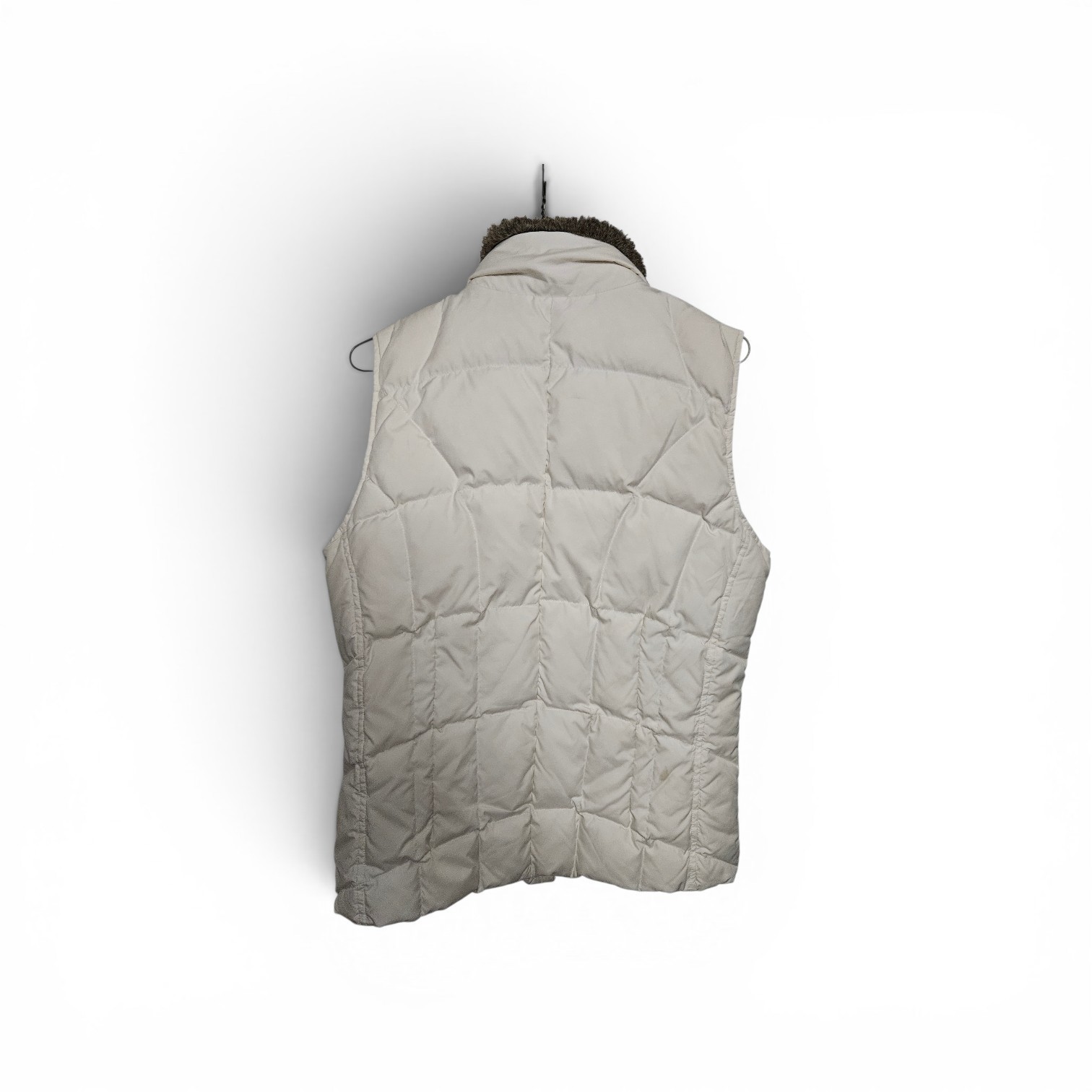 Eddie Bauer Woman’s White Down Quilted Puffer Vest Zip Pockets Stand-Up M
