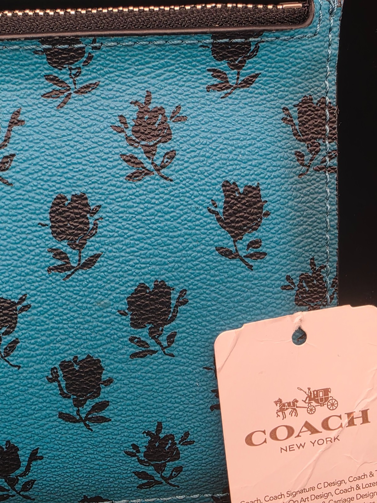 Coach Badlands Floral Teal & Black Wristlet NEW