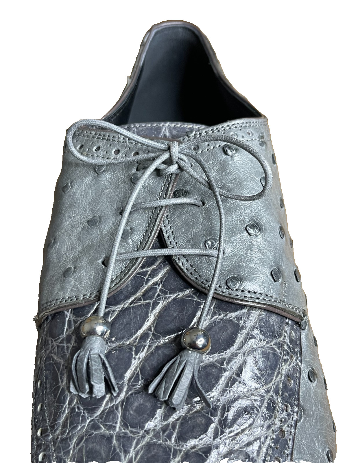 Mauri 3058 Duke Crocodile & Ostrich Leather Dress Shoes 13M Gray – Made in Italy