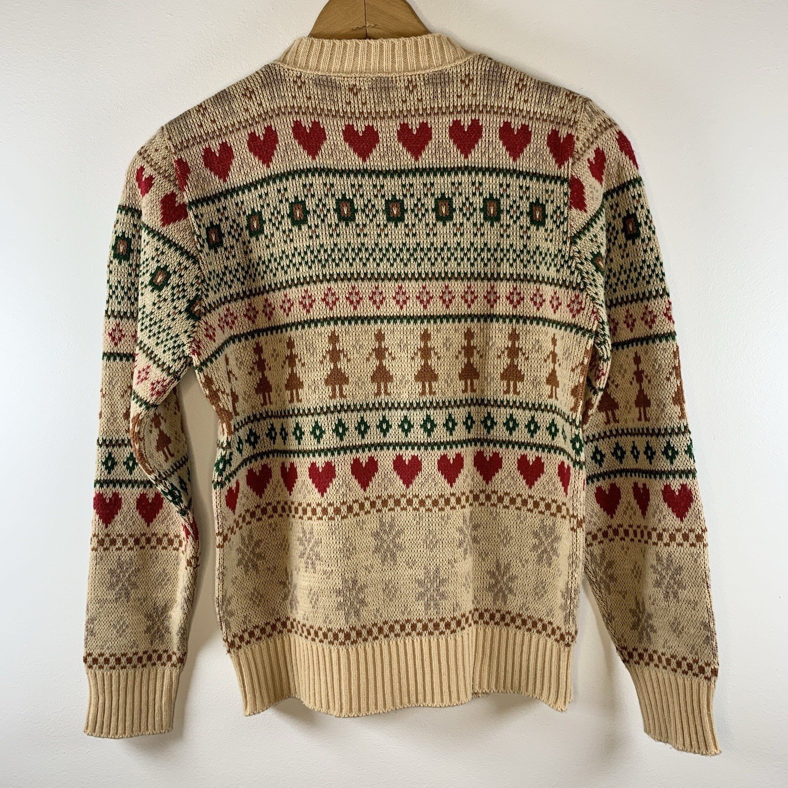 Vintage 80s 90s Womens Fair Isle Novelty Sweater Sz XS/S Holiday Cottagecore