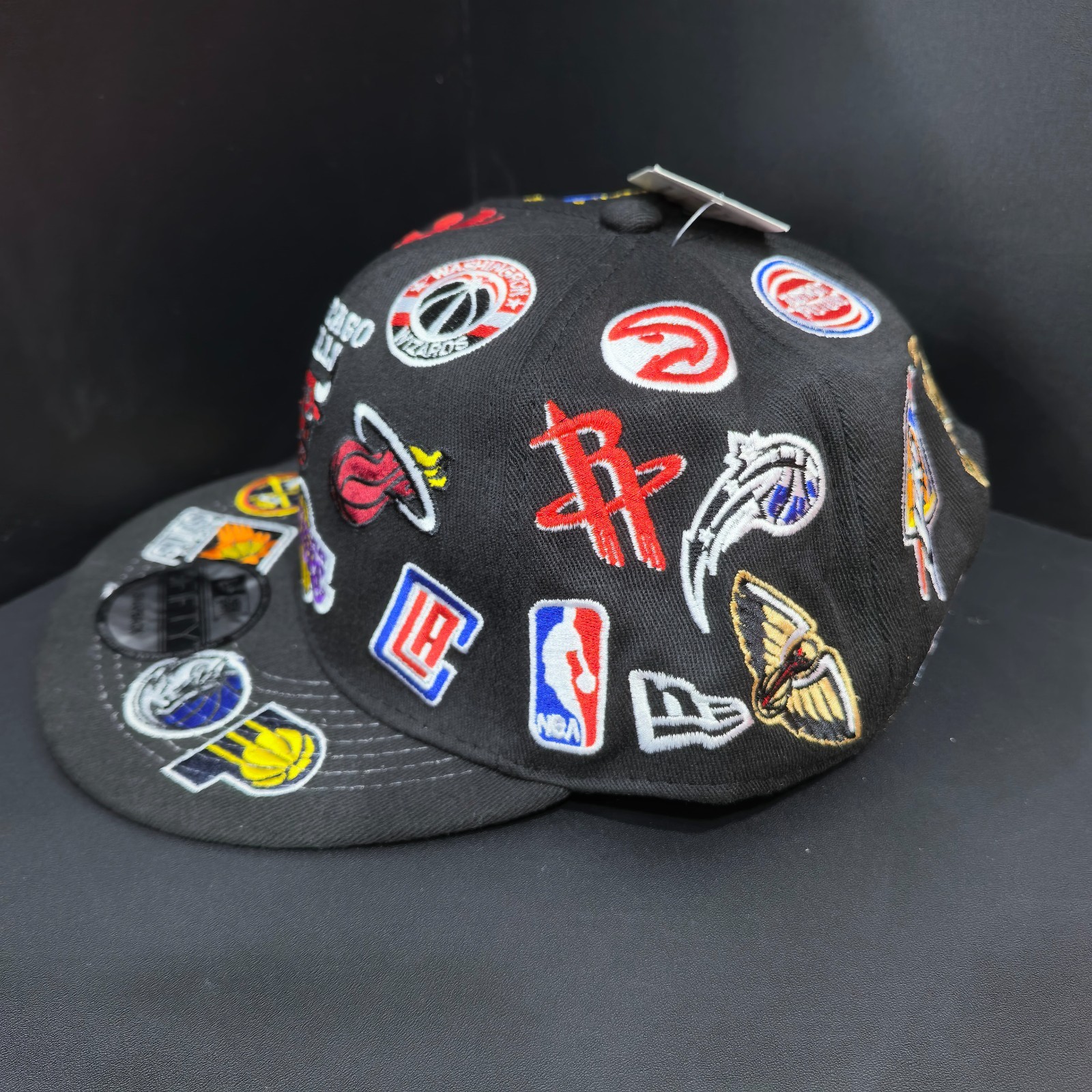 NEW ERA All-Star All-Over Logo Black Flat-Brim Cap Adjustable
