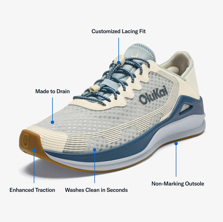 NEW SEAL OluKai Ahi Men’s Performance Marine Shoes Blue Pearl White Sand Fishing