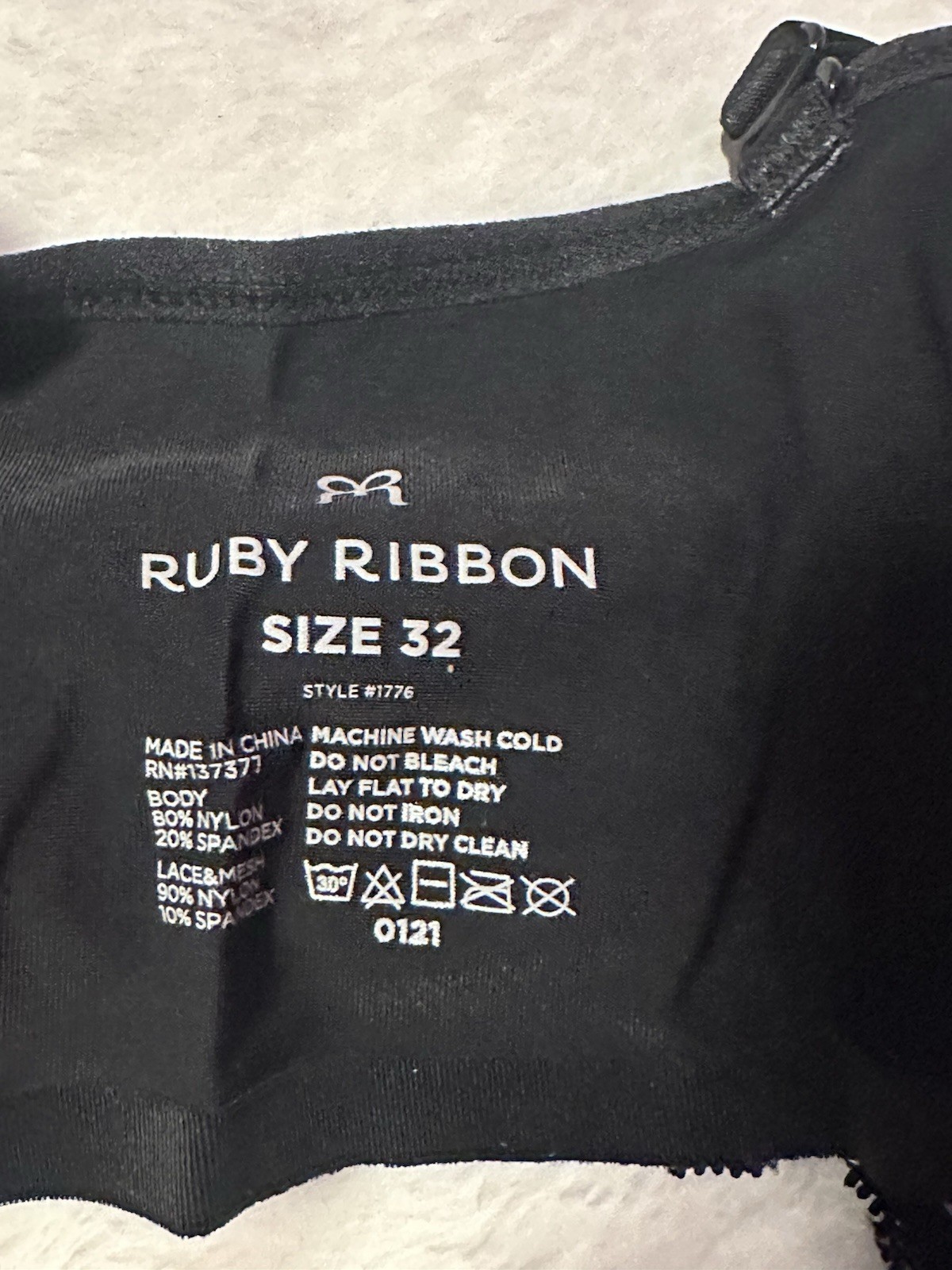 Ruby Ribbon Lace Demiette Wireless Bra Black Style 1776 Size 32 NEW