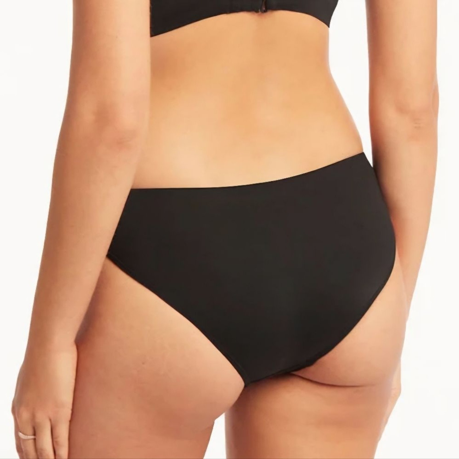 NEW SEA LEVEL Eco Essentials Size 12 Black Moderate Hipster Bikini Swim Bottoms