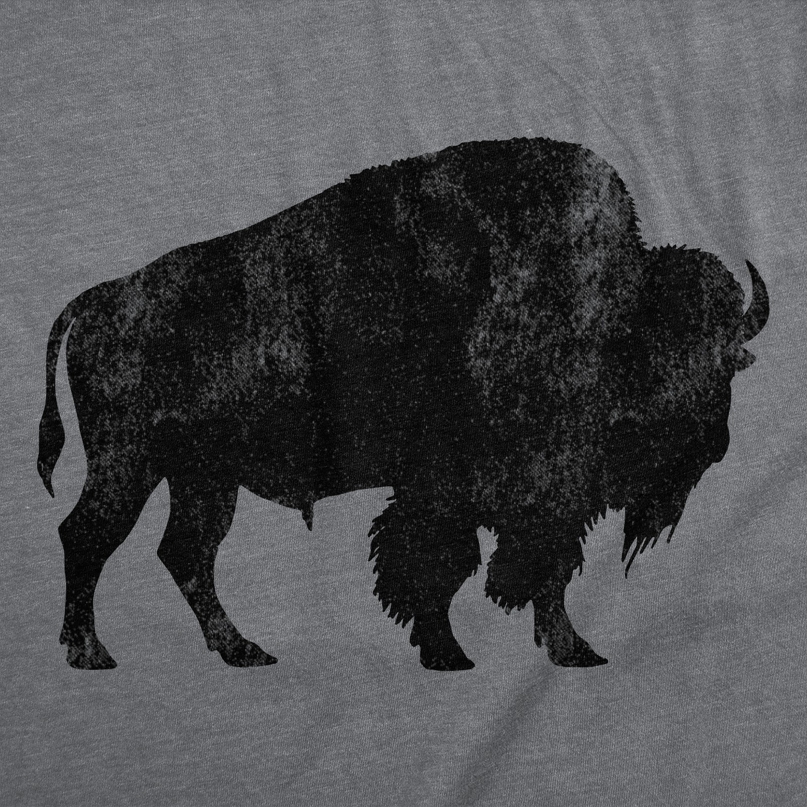 Mens Buffalo Silhouette T Shirt Cool Animal Tee with Standing Buffalo Print for