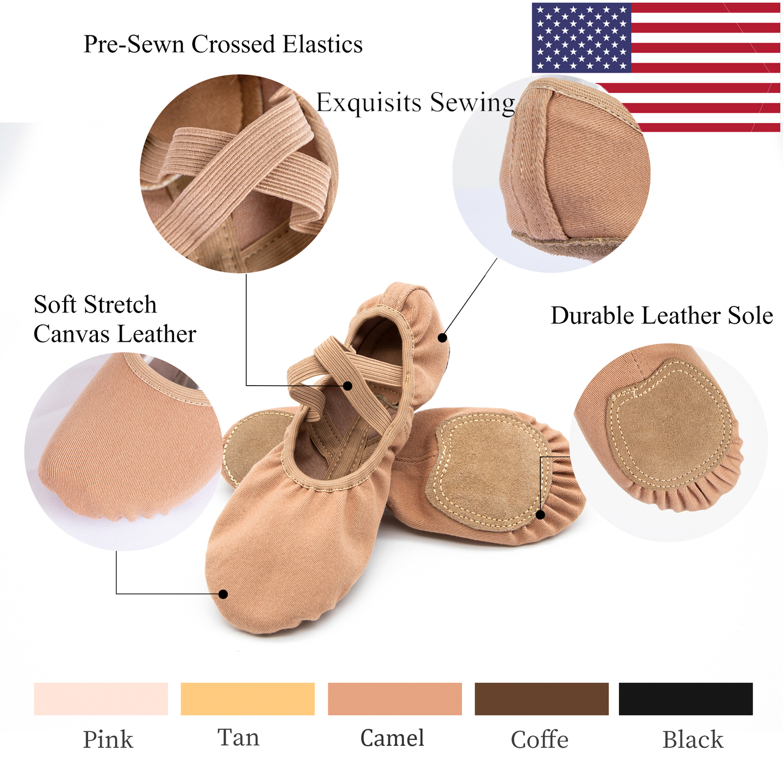 Women and Girls’ Ballet Shoes Gymnastics Yoga Dance Slipper Split-Sole