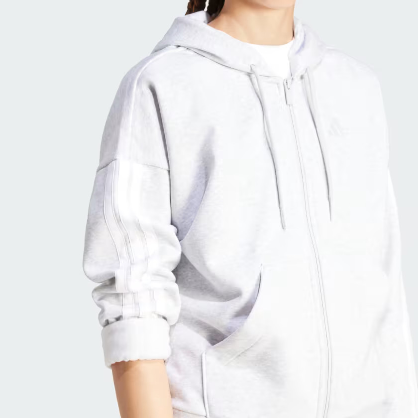 adidas women Essentials 3-Stripes Full-Zip Fleece Hoodie