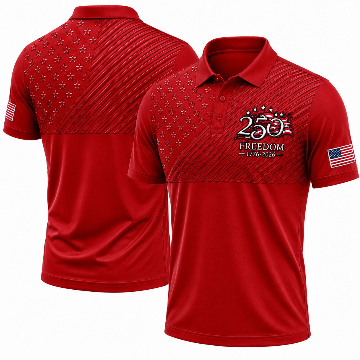 Men’s America 250th Anniversary Print Casual Polo Shirt